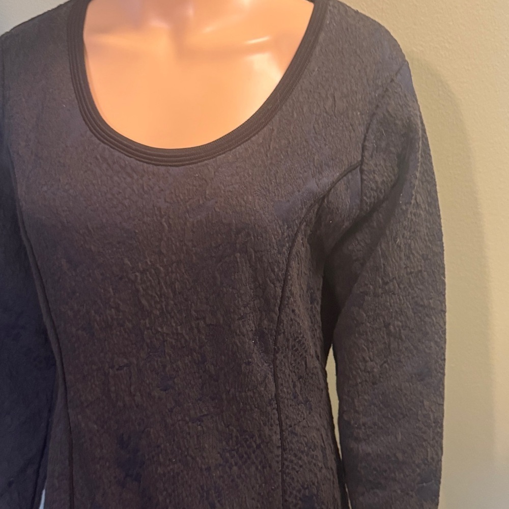 Vera Wang Black and Blue Long Sleeve Dress - Picture 5 of 6